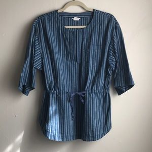 Club Monaco indigo blue and white striped top